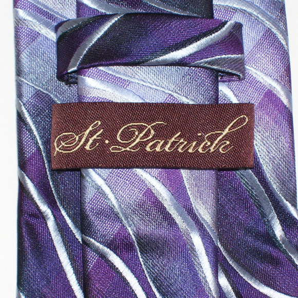 Purple Waves Necktie Handkerchief Boutonniere Set - Picture 5 of 8